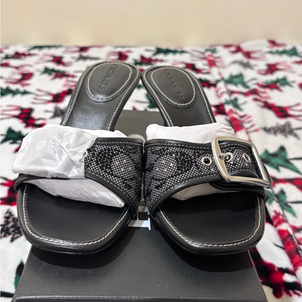 Coach Margot Sandals in Crystal Signature Jacquard black